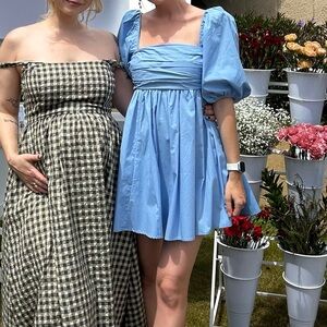 Blue Billow Sleeve Dress